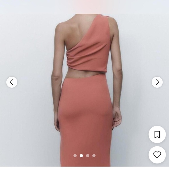 Zara Asymmetric Ruched Midi Dress - Picture 2 of 4